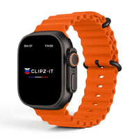 Bracelet Wave silicone orange, vue de face - Apple Watch | Clipz-it