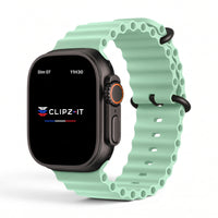 Bracelet Wave silicone pistache, vue de face - Apple Watch | Clipz-it