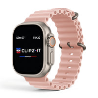 Bracelet Wave silicone rose, vue de face 3 - Apple Watch | Clipz-it