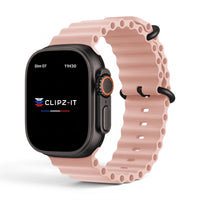Bracelet Wave silicone rose, vue de face - Apple Watch | Clipz-it