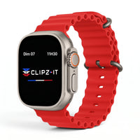 Bracelet Wave silicone rouge, vue de face 3 - Apple Watch | Clipz-it