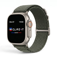 Bracelet Wave silicone vert militaire, vue de face 3 - Apple Watch | Clipz-it
