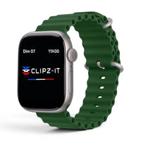 Bracelet Wave silicone vert sapin, vue de face 2 - Apple Watch | Clipz-it