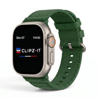 Bracelet Wave silicone vert sapin, vue de face 3 - Apple Watch | Clipz-it