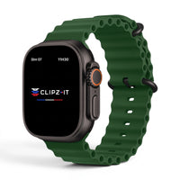 Bracelet Wave silicone vert sapin, vue de face - Apple Watch | Clipz-it