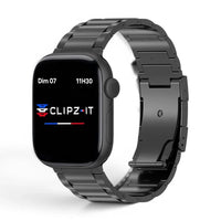 Bracelet Zenith titane maillons noir, vue de face - Apple Watch | Clipz-it