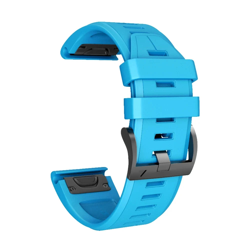 Cinturino Créneau in silicone blu cielo, vista di profilo - Garmin QuickFit 20 mm