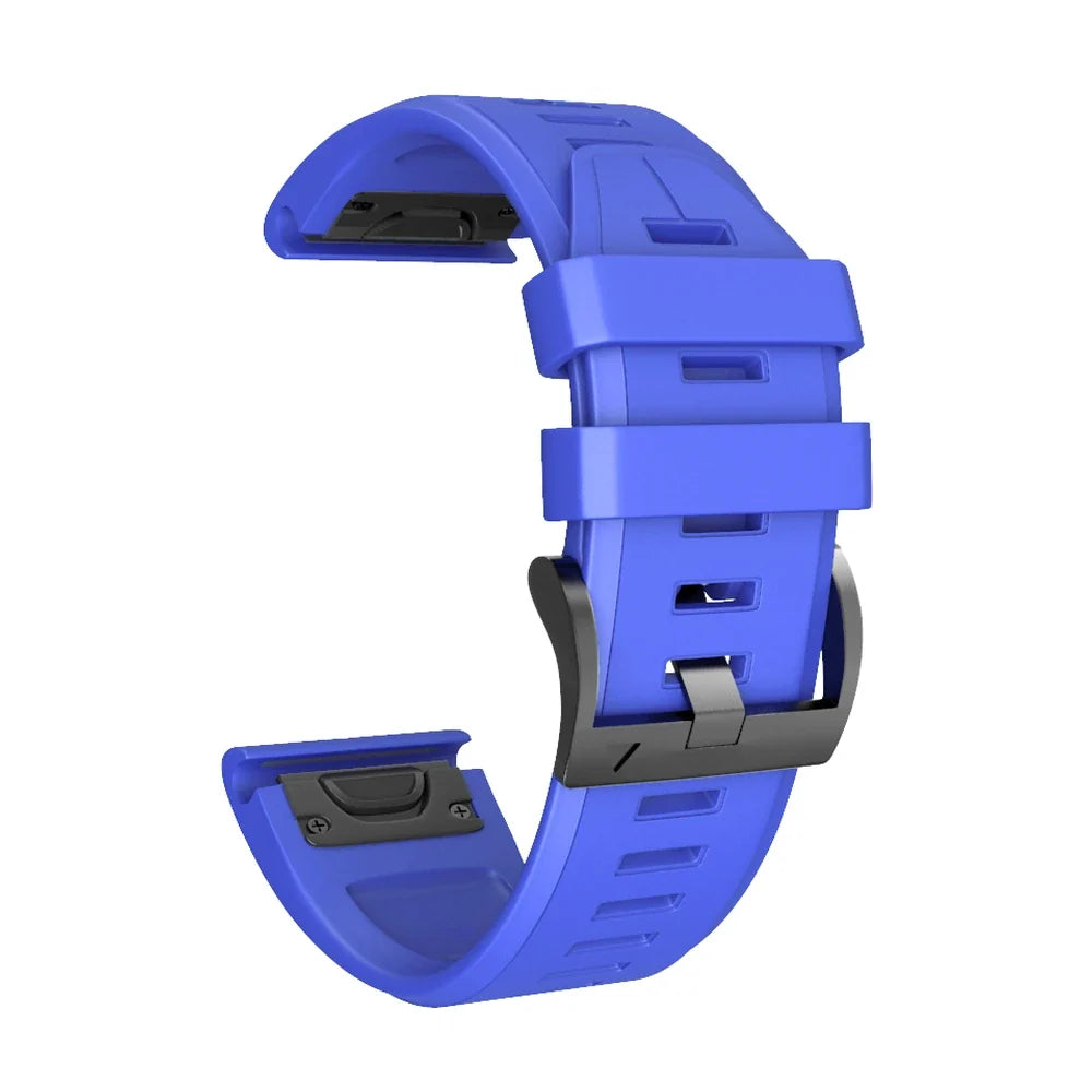 Cinturino Créneau in silicone blu reale, vista di profilo - Garmin QuickFit 20 mm