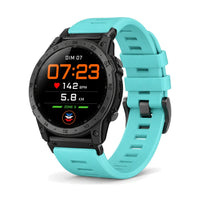 Cinturino Créneau in silicone turchese, vista frontale - Garmin QuickFit 20 mm