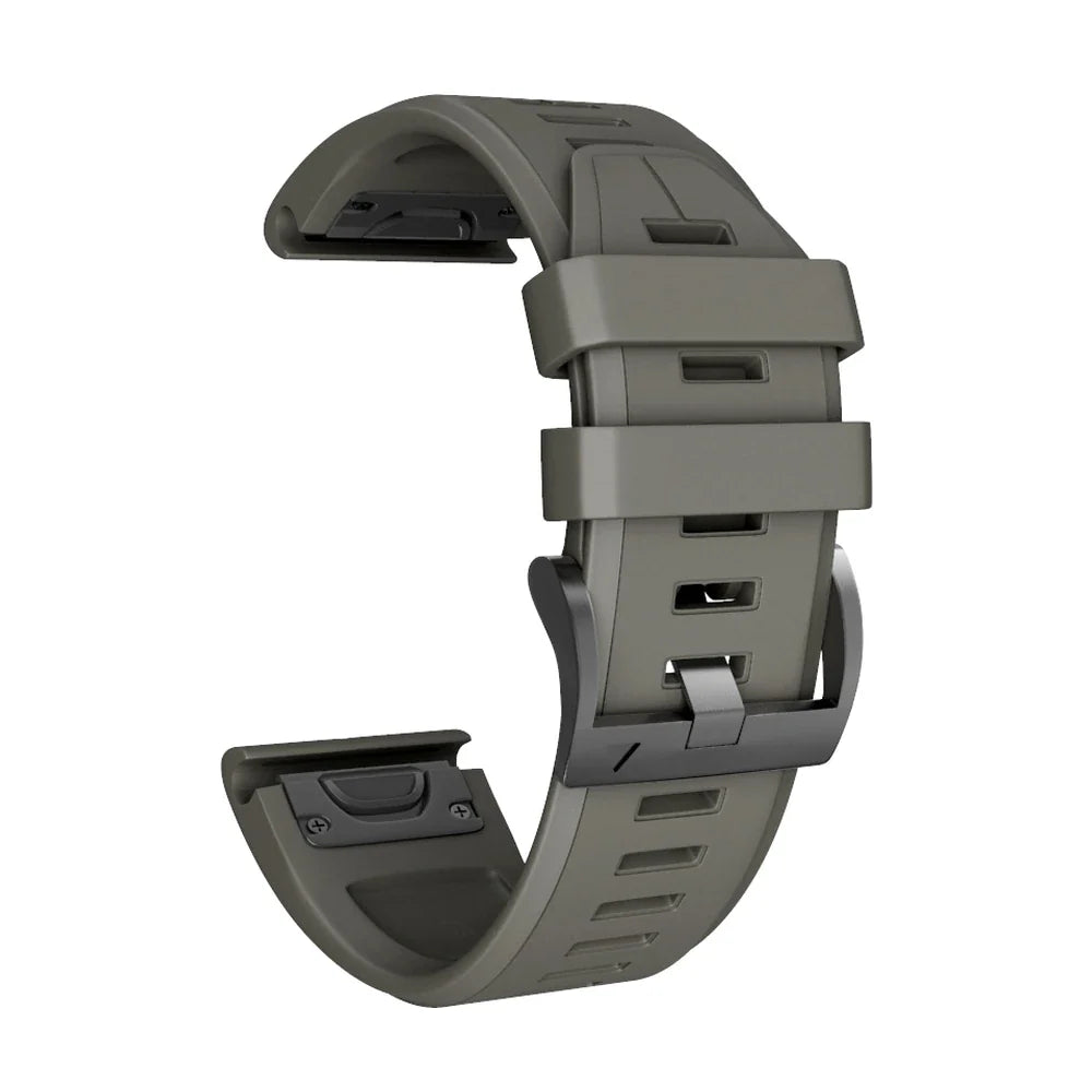 Cinturino Créneau in silicone verde militare, vista di profilo - Garmin QuickFit 20 mm