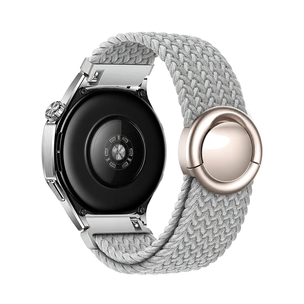 Natte braided nylon strap in pearl white, rear view - Garmin QuickFit 20mm