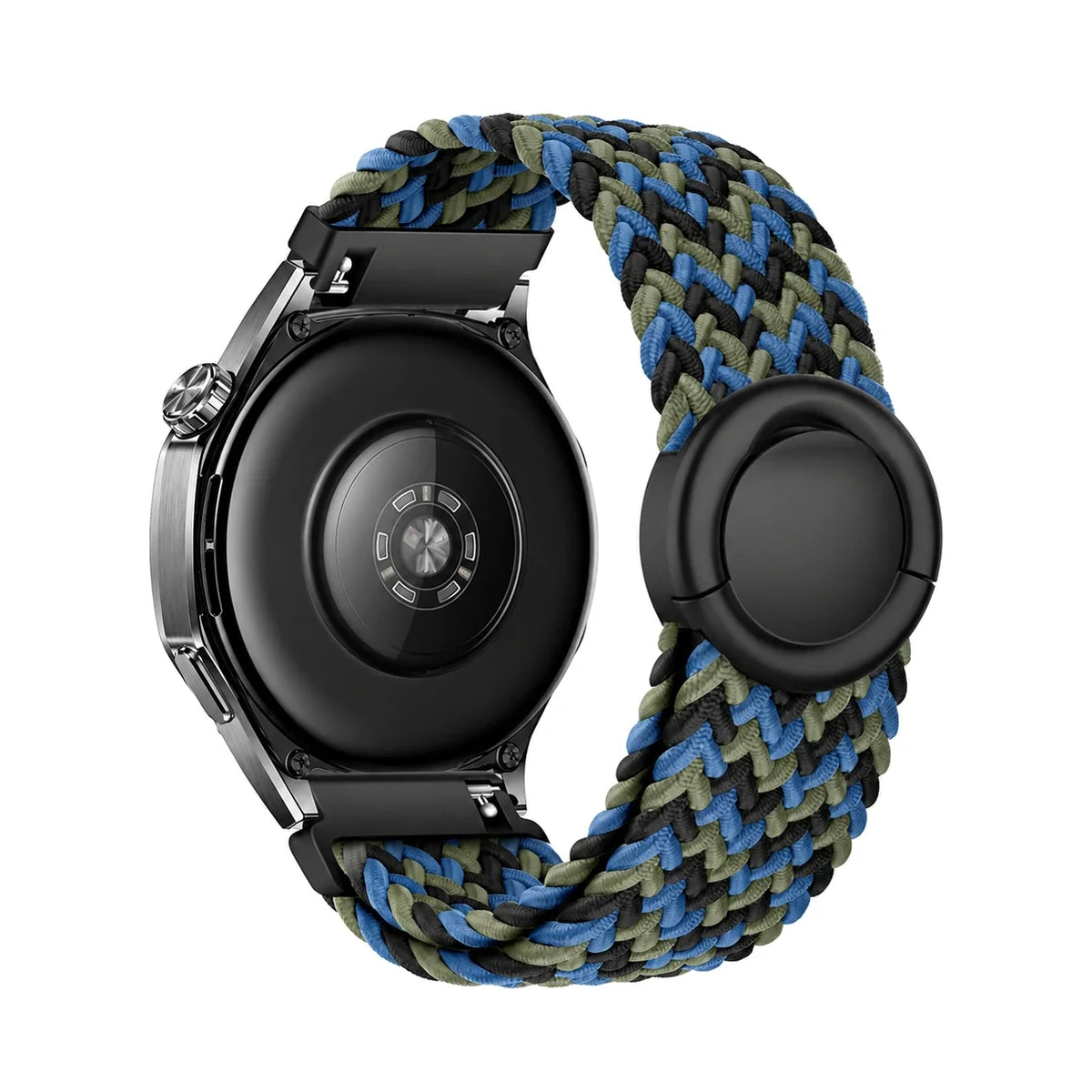 Natte braided nylon strap in blue camouflage, rear view - Garmin QuickFit 20mm