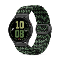 Natte braided nylon strap in black and green, front view - Garmin QuickFit 20mm