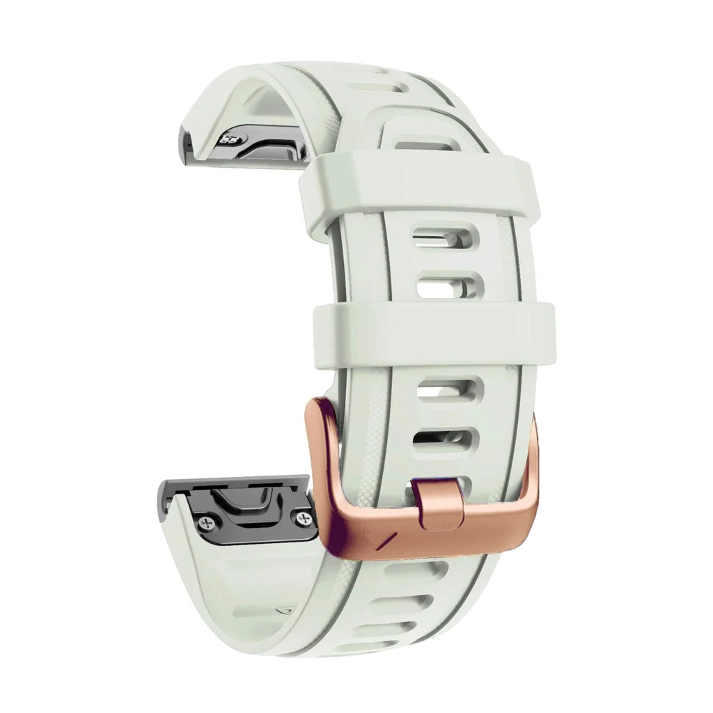 Cinturino Rosée in silicone blanc cassé, vista di profilo - Garmin QuickFit 20 mm