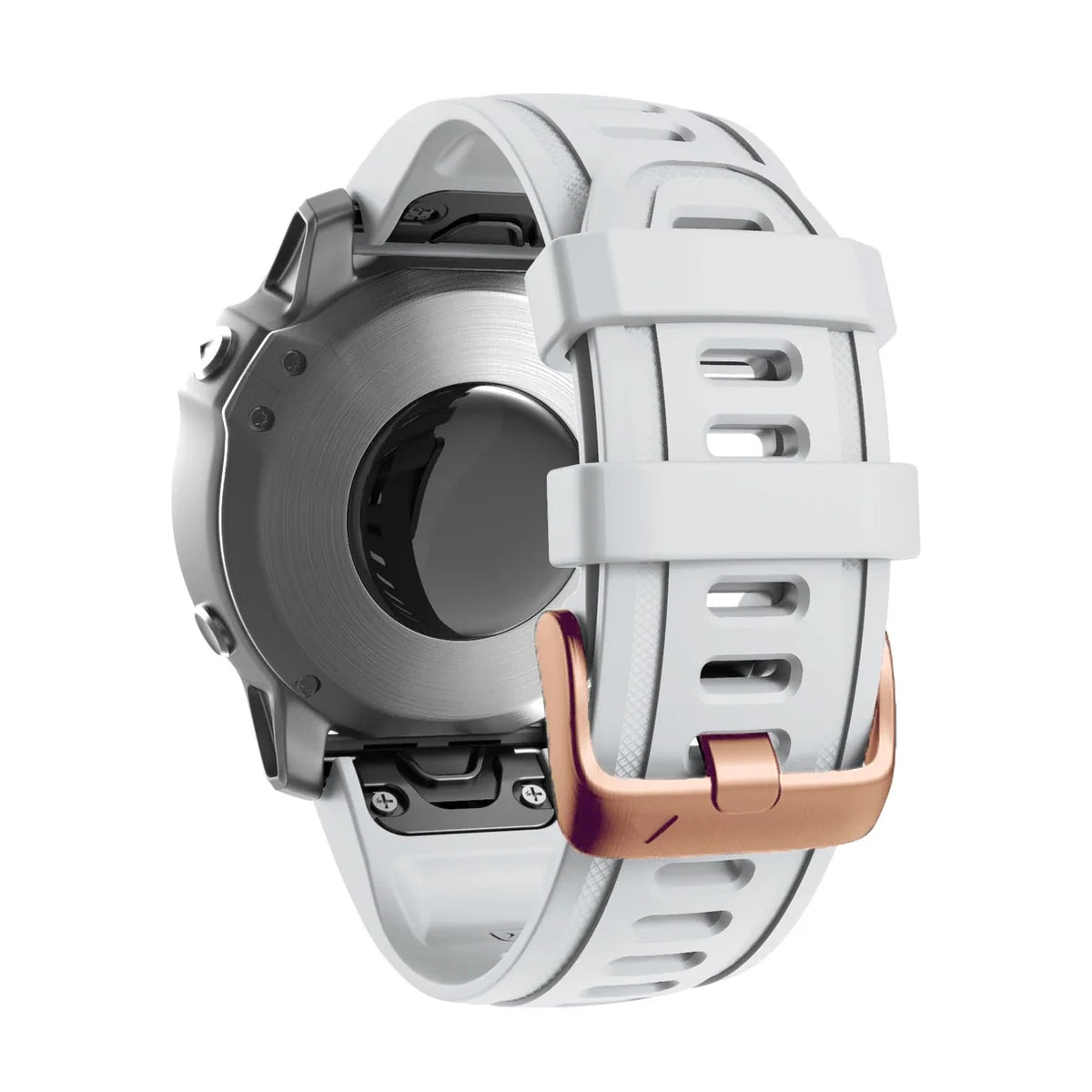 Cinturino Rosée in silicone blanc, vista posteriore - Garmin QuickFit 20 mm