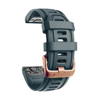 Cinturino Rosée in silicone bleu ardoise, vista di profilo - Garmin QuickFit 20 mm