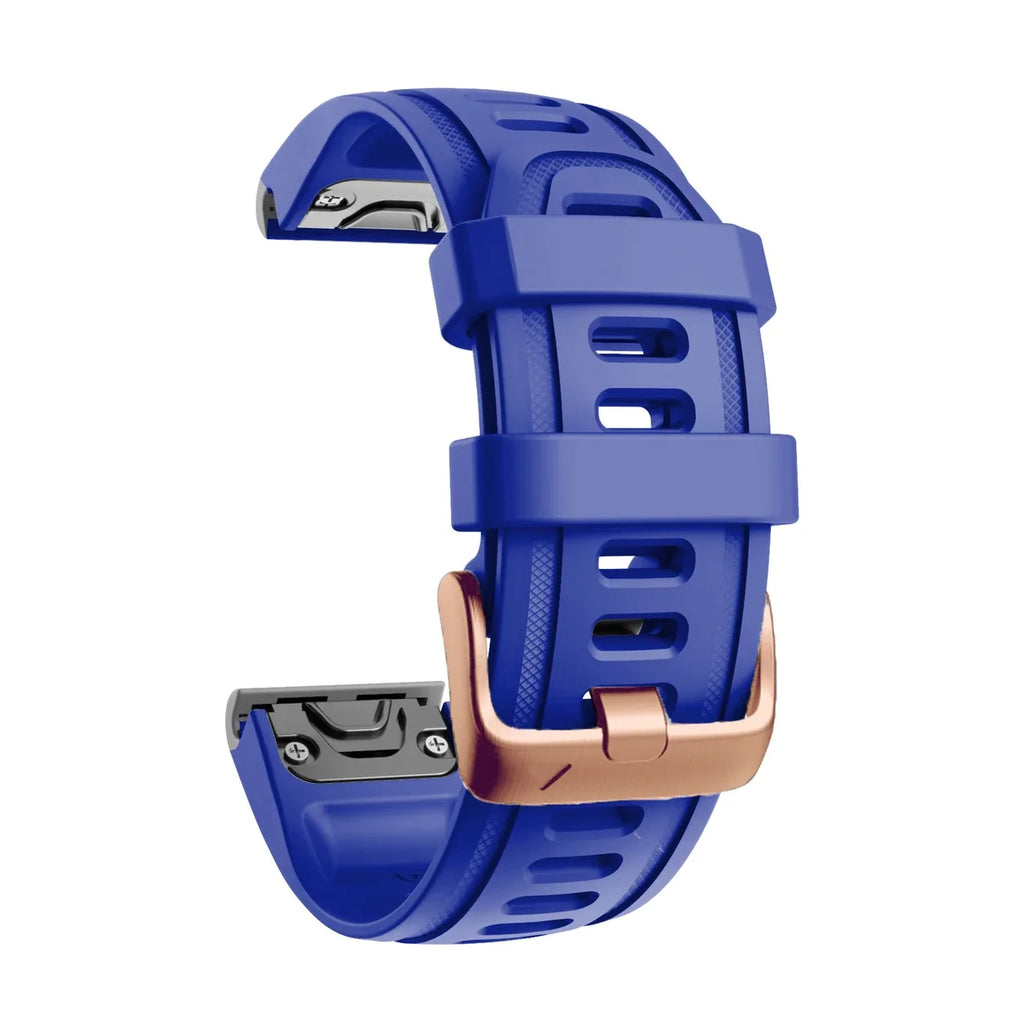 Cinturino Rosée in silicone bleu roi, vista di profilo - Garmin QuickFit 20 mm