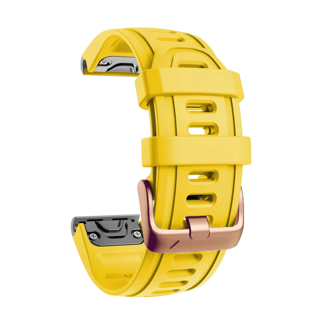 Cinturino Rosée in silicone jaune, vista di profilo - Garmin QuickFit 20 mm