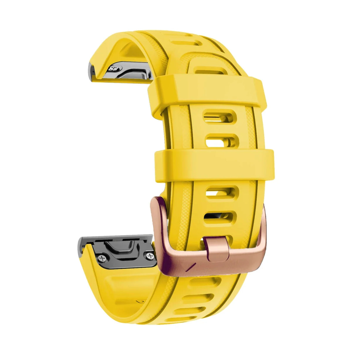 Cinturino Rosée in silicone jaune, vista di profilo - Garmin QuickFit 20 mm