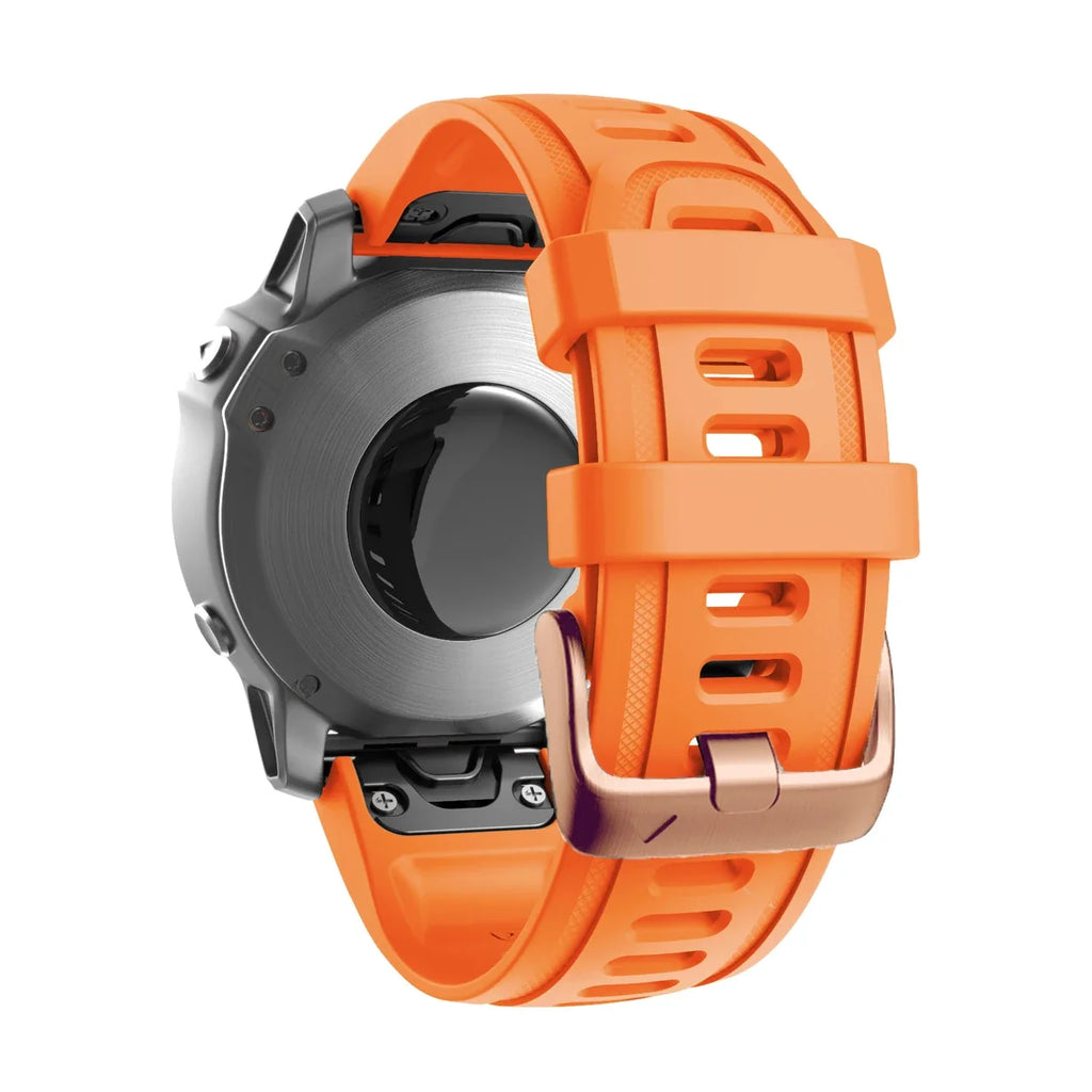 Cinturino Rosée in silicone orange, vista posteriore - Garmin QuickFit 20 mm