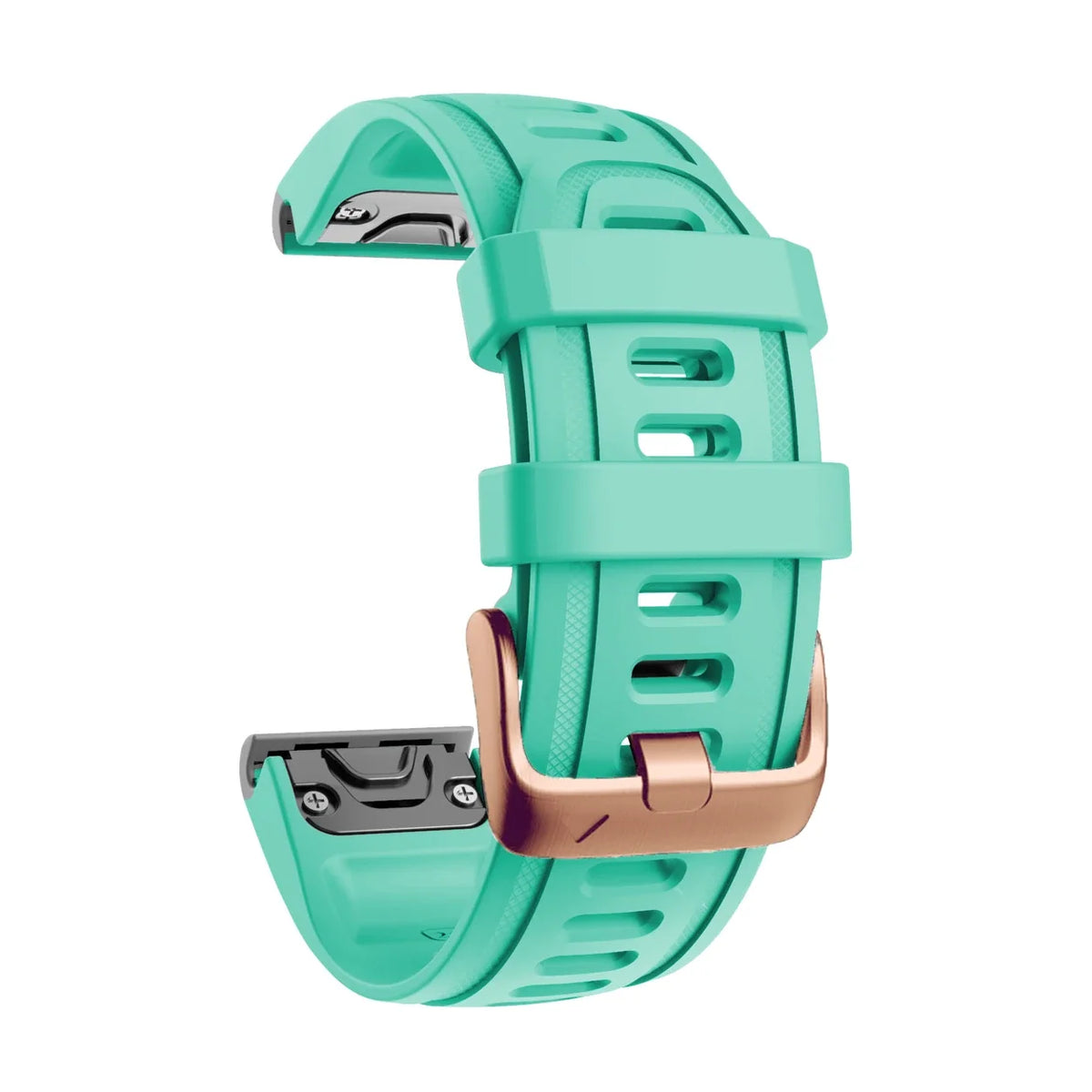Cinturino Rosée in silicone turquoise, vista di profilo - Garmin QuickFit 20 mm