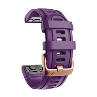 Cinturino Rosée in silicone violet, vista di profilo - Garmin QuickFit 20 mm