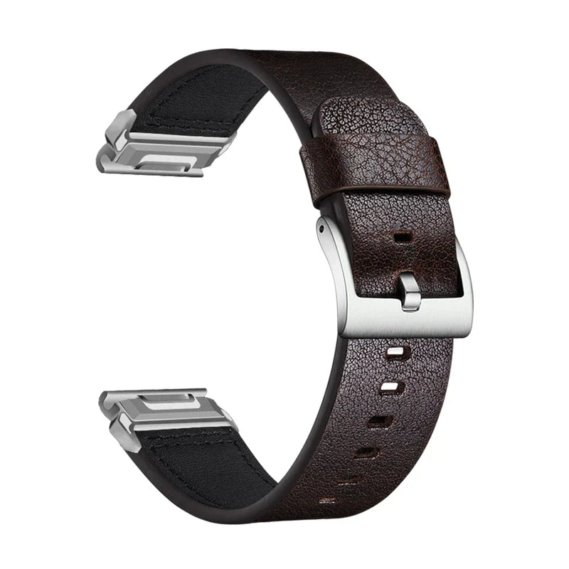 Tannerie odinė laikrodžio apyrankė, kavos, grūdėta, šepetuota sagtis, vaizdas iš šono - Garmin QuickFit 20 mm