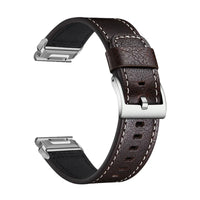 Tannerie odinė laikrodžio apyrankė, kavos, grūdėta siūta, šepetuota sagtis, vaizdas iš šono - Garmin QuickFit 20 mm
