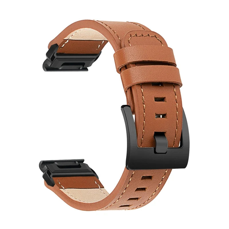 Tannerie odinė laikrodžio apyrankė, kupranugario, lygi, matinė sagtis, vaizdas iš šono - Garmin QuickFit 20 mm