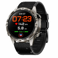 Cinturino Galon in pelle ibrida noir, vista frontale - Garmin QuickFit 22 mm