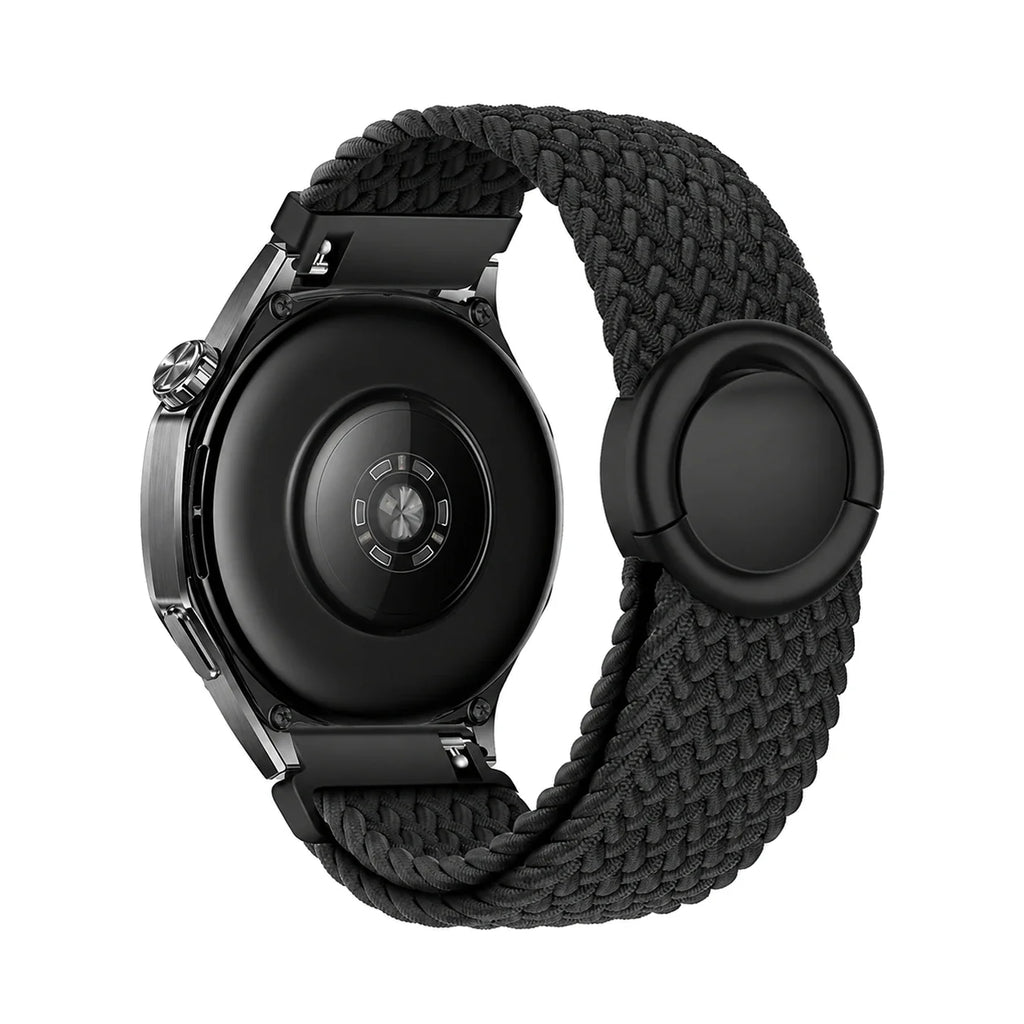 Nylonový pletený řemínek Natte černý, pohled zezadu - Garmin QuickFit 22mm