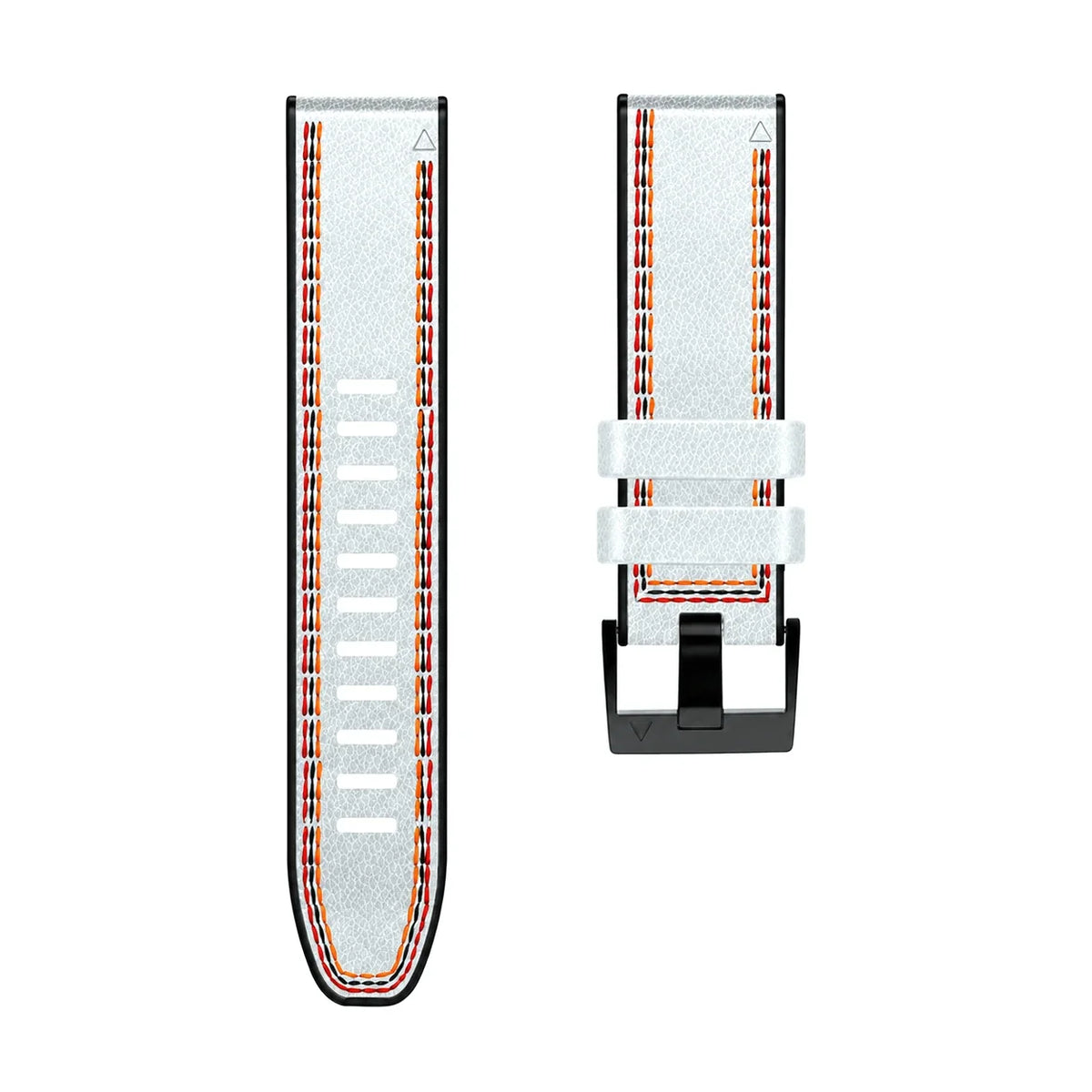Bracelet Safran cuir et silicone blanc, vue de seul - Garmin QuickFit 22mm
