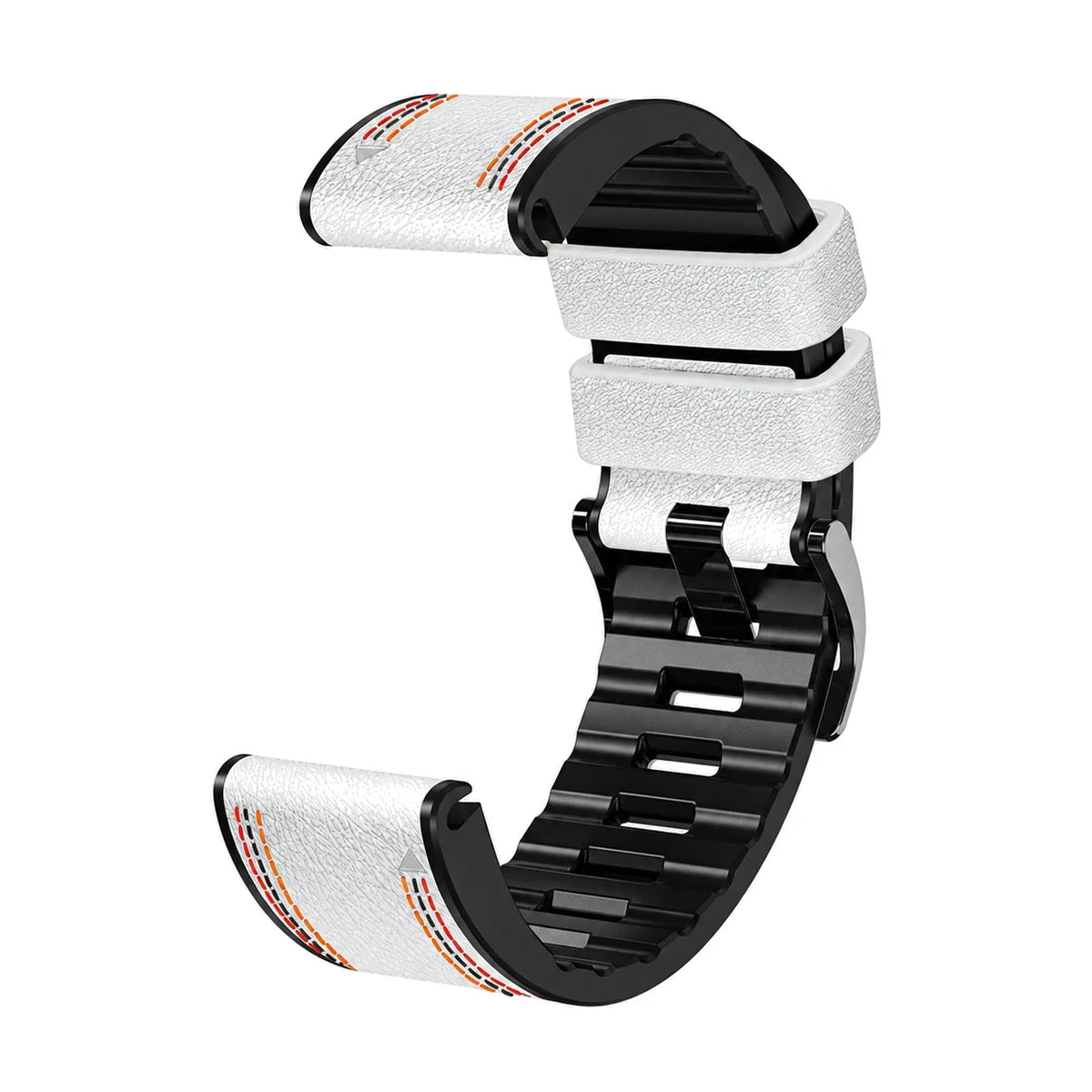 Bracelet Safran cuir et silicone blanc, vue de seul - Garmin QuickFit 22mm