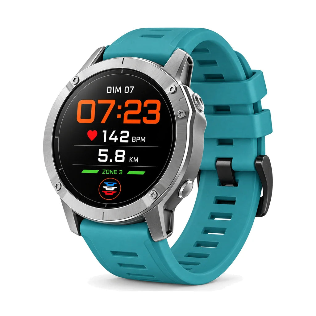 Cinturino Créneau in silicone blu anatra, vista frontale - Garmin QuickFit 26 mm