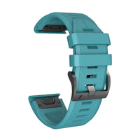 Cinturino Créneau in silicone blu anatra, vista di profilo - Garmin QuickFit 26 mm