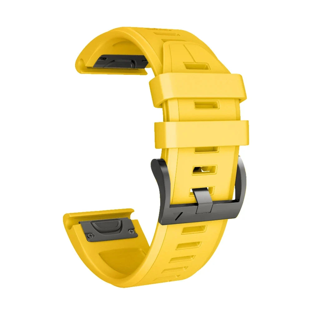 Cinturino Créneau in silicone giallo, vista di profilo - Garmin QuickFit 26 mm