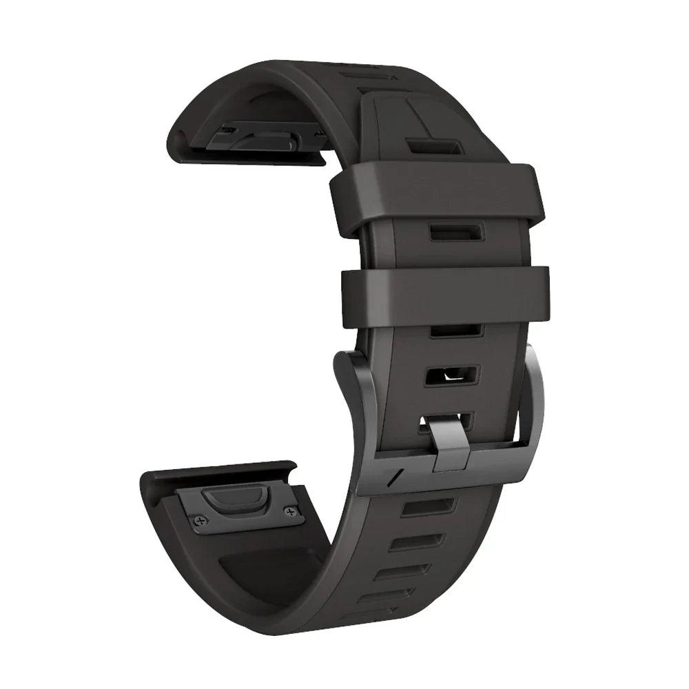 Cinturino Créneau in silicone nero, vista di profilo - Garmin QuickFit 26 mm