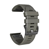 Cinturino Créneau in silicone verde militare, vista di profilo - Garmin QuickFit 26 mm
