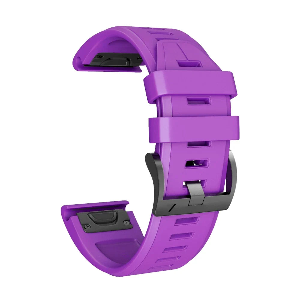 Cinturino Créneau in silicone viola, vista di profilo - Garmin QuickFit 26 mm
