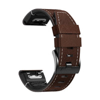 Hibridinė odinė laikrodžio apyrankė Galon, kavos spalvos, vaizdas iš šono - Garmin QuickFit 26 mm