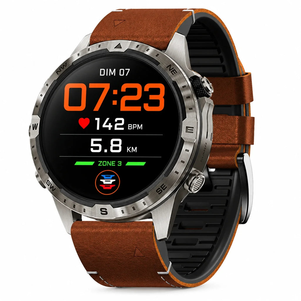 Hibridinė odinė laikrodžio apyrankė Galon, koniako spalvos, vaizdas iš priekio - Garmin QuickFit 26 mm