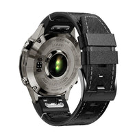 Hibridinė odinė laikrodžio apyrankė Galon, juoda, vaizdas iš nugaros - Garmin QuickFit 26 mm