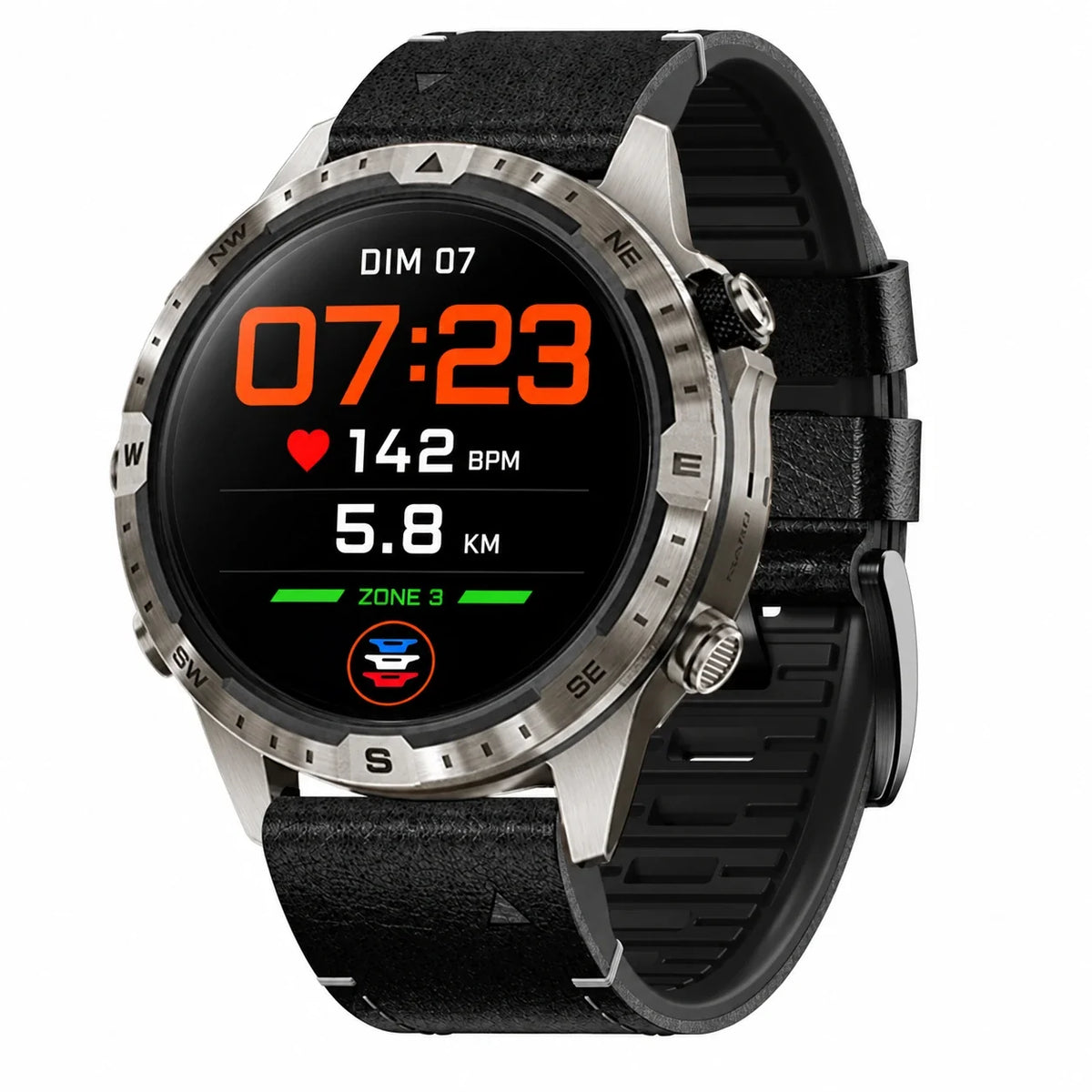 Hibridinė odinė laikrodžio apyrankė Galon, juoda, vaizdas iš priekio - Garmin QuickFit 26 mm