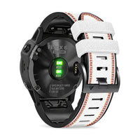Bracelet Safran cuir et silicone blanc, vue de dos - Garmin QuickFit 26mm