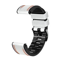 Bracelet Safran cuir et silicone blanc, vue de seul - Garmin QuickFit 26mm