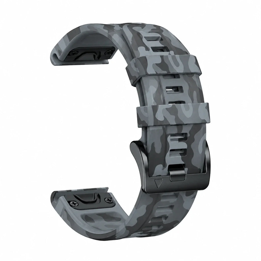 Souffle silikoniranneke, ilmastoitu, harmaa kamuflaasi, kaarikuva - Garmin QuickFit 26mm