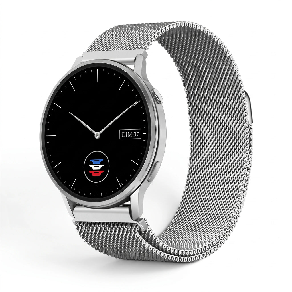 Bracelet Alvéole milanais acier argent, vue de face - Garmin Quick Release 18mm | Clipz-it