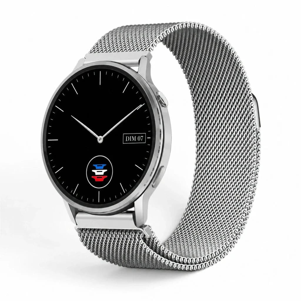 Bracelet Alvéole milanais acier argent, vue de face - Garmin Quick Release 18mm | Clipz-it
