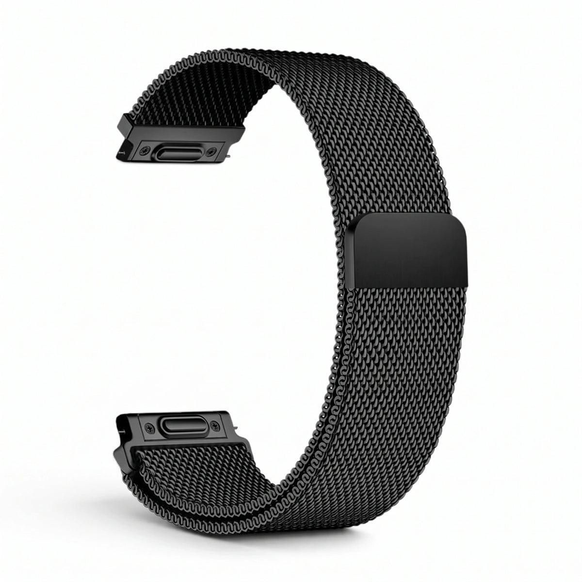 Bracelet Alvéole milanais acier noir, vue de profil - Garmin Quick Release 18mm | Clipz-it