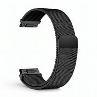 Bracelet Alvéole milanais acier noir, vue de profil - Garmin Quick Release 18mm | Clipz-it